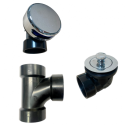 PSP0056 Bathtub Overflow, Sch. 40 ABS Plumbers Pack with  Lift & Turn Plug Bath Drain